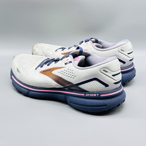 Brooks Shoes Womens 8.5 White Navy Pink Ghost 15 Road Running Athletic Sneakers - Picture 5 of 10